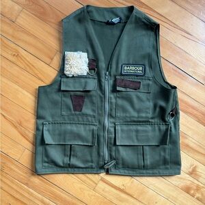 Barbour International Utility Vest – Olive Green Multi-Pocket Field Vest
